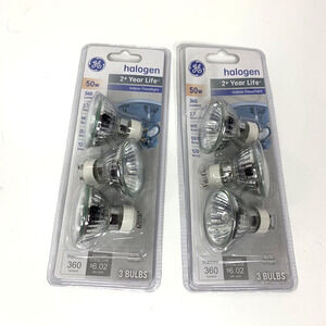 2 Packs GE Halogen Bulb 50w Directional MR16 GU5.3 12v Indoor Outdoor Flood 3pk